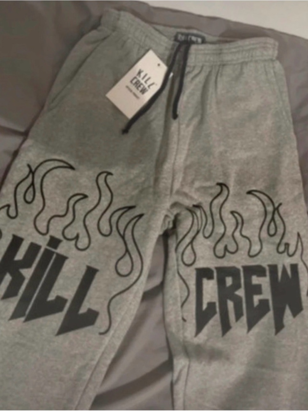 Kill Crew Gray Flame Graphic Sweatpants